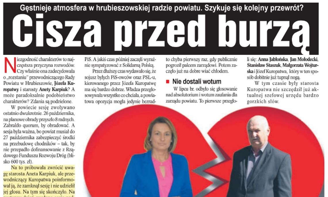 Cisza przed burzą? Możliwy kolejny przewrót we władzach powiatu hrubieszowskiego